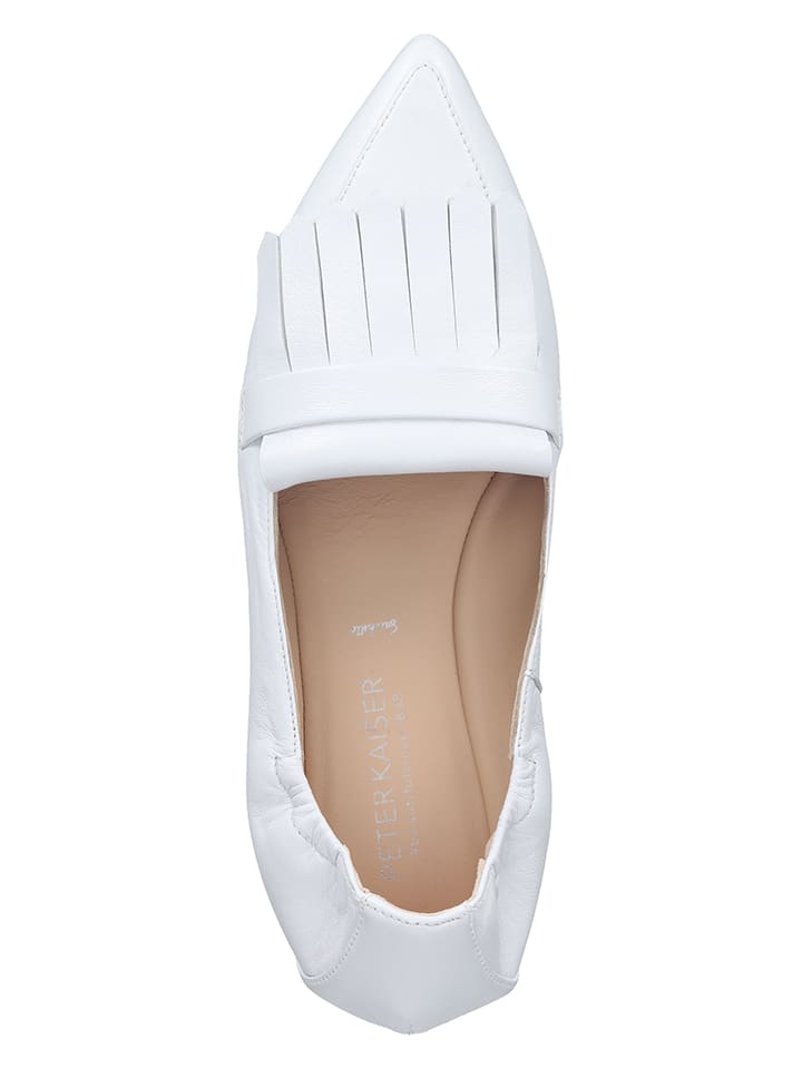 PETER KAISER Leder-Slipper in Weiß günstig kaufen