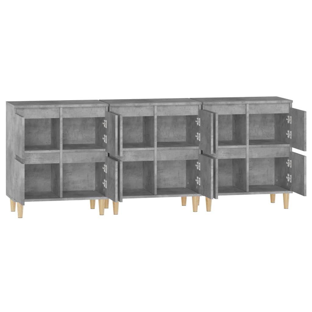vidaXL Anrichte Sideboards 3 Stk Betongrau 60x35x70 cm Holzwerkstoff Kommode