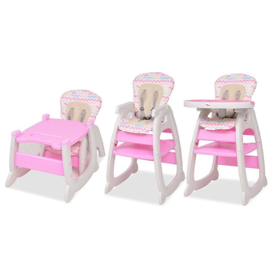 vidaXL Kombihochstuhl Babystuhl Hochstuhl Babysitz Kinderstuhl umbaubar mit Essbrett Rosa