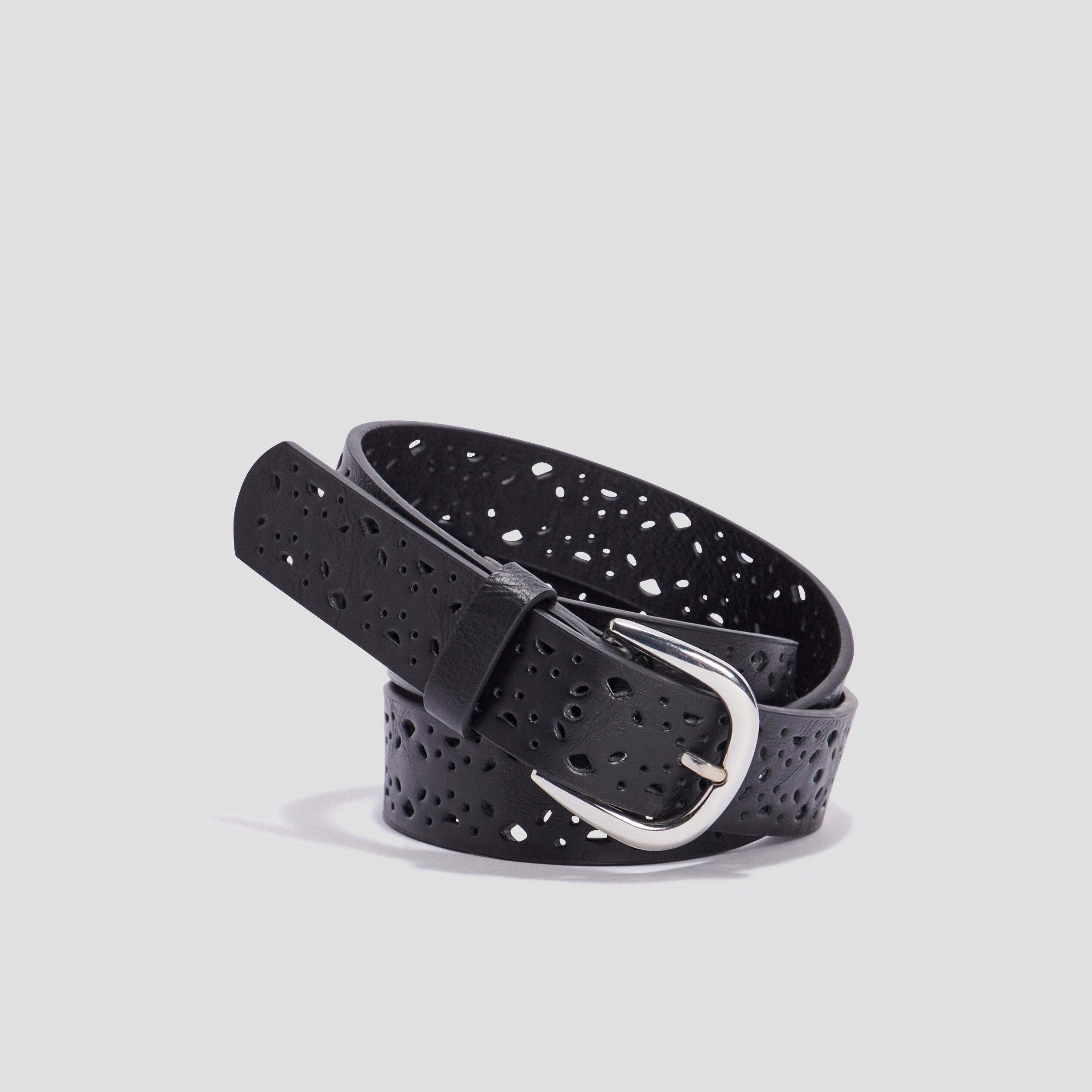 Ceinture perforée noir femme | La Halle