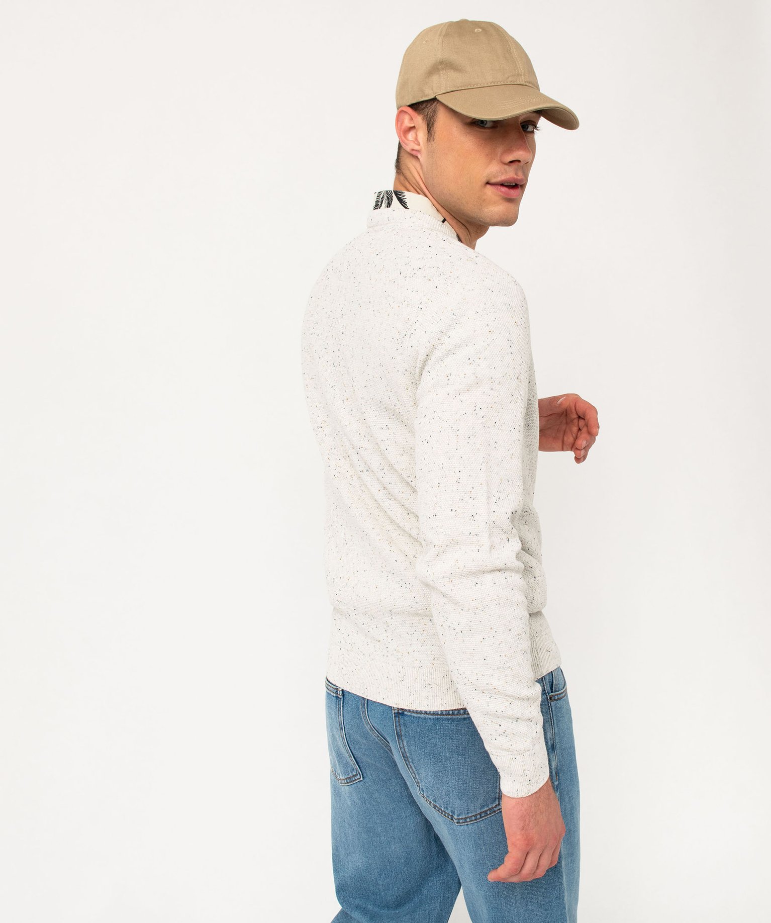 Pull en maille fine mouchetée homme ecru | GEMO