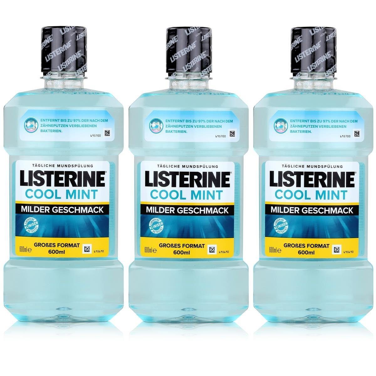 Listerine Mundspülung, Listerine Cool Mint Mild 600ml - Für Kinder ab sechs Jahren geeignet