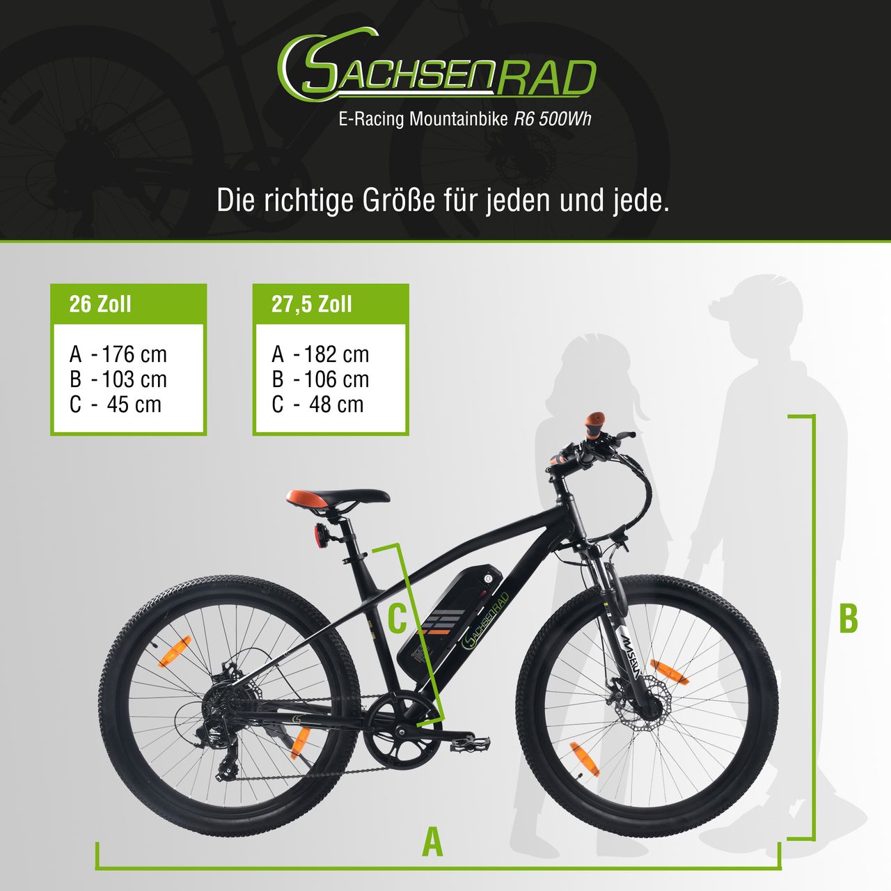 SachsenRad E-Racing Mountain Bike R6 500Wh 13,4Ah E-Bike 26