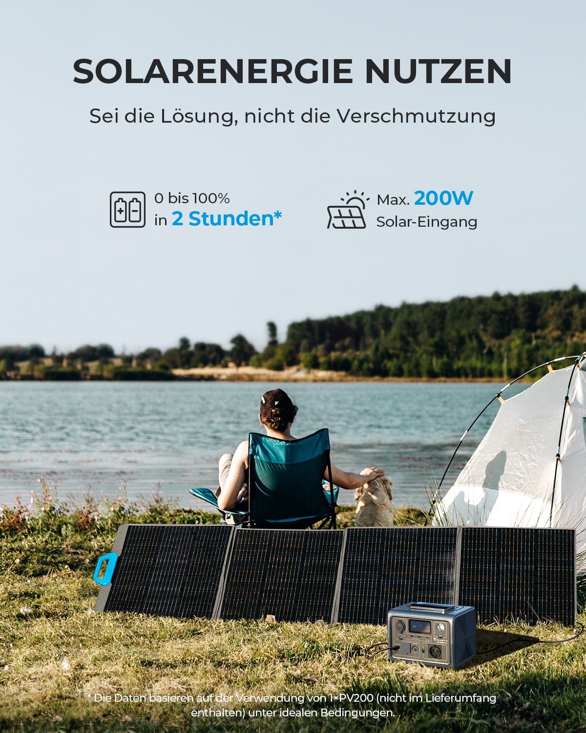 BLUETTI Stromerzeuger Solar Generator Kit EB3A 600W mit 120W Solarpanel, (1-tlg., 268Wh LiFePO4)