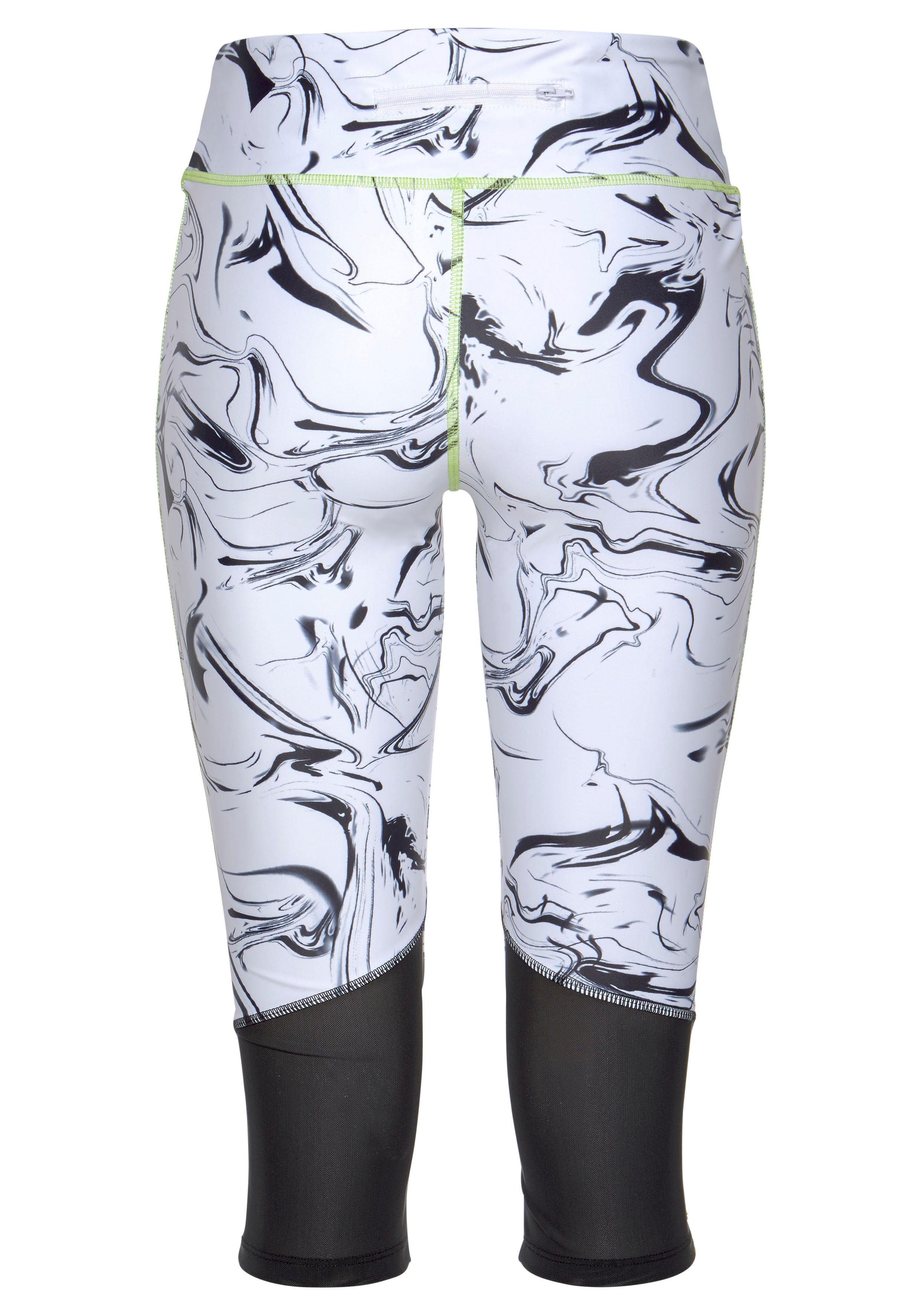 LASCANA ACTIVE Caprileggings White Marble mit Mesheinsätzen