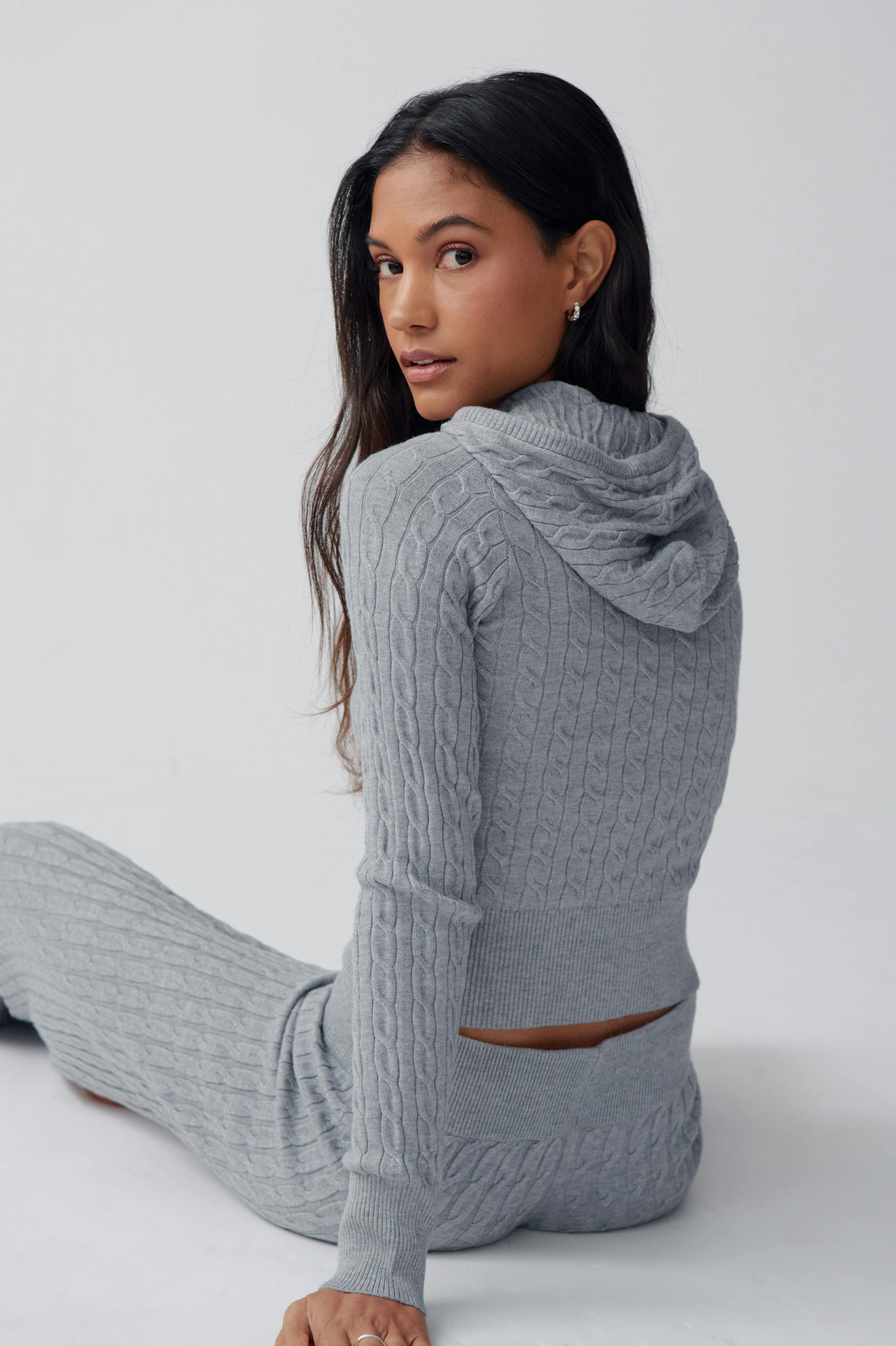 Cable knitted jacket