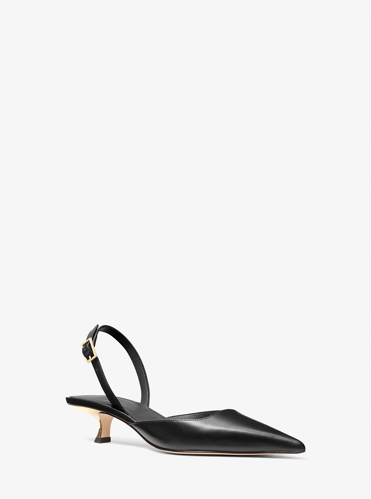Luna Slingback Kitten Pumps i skinn - SVART