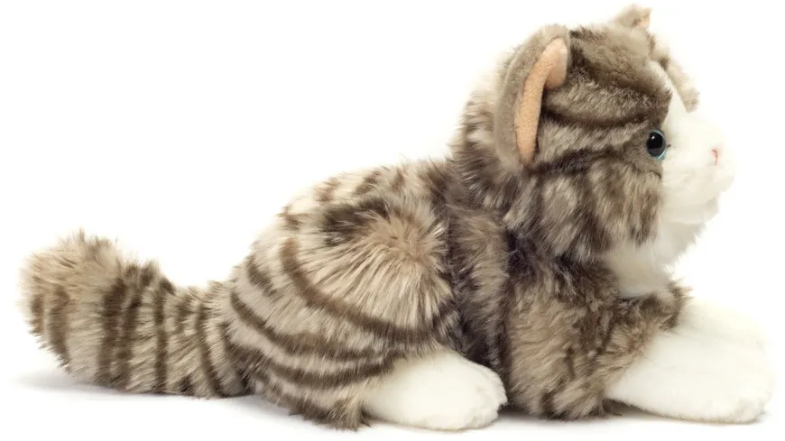 Teddy-Hermann - Katze liegend grau, 20 cm