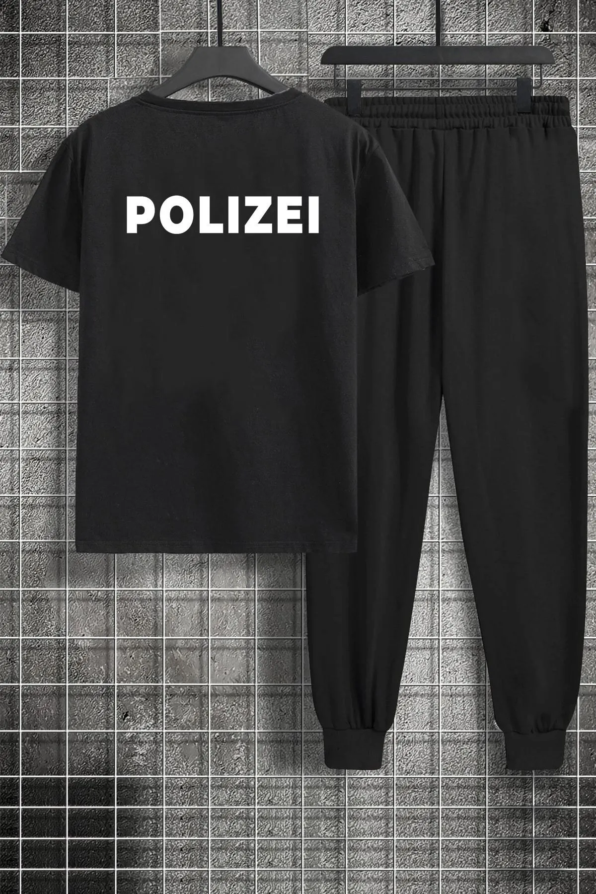 uyguntarz  Zweiteiliges Unisex-Trainingsanzug-Set mit Polizei-Aufdruck