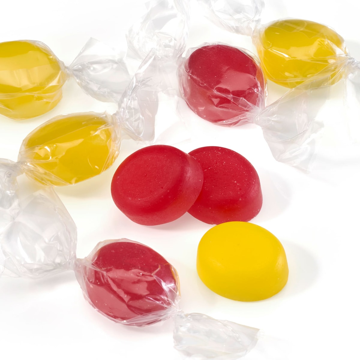 Bonbon, rote und gelbe Früchte für Kinder, zuckerfrei, 75 g