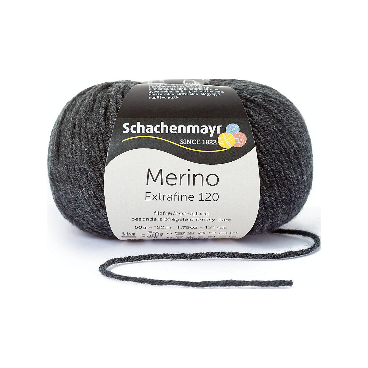 Handstrickgarne Merino Extrafine 120, 50g Charcoal Heather