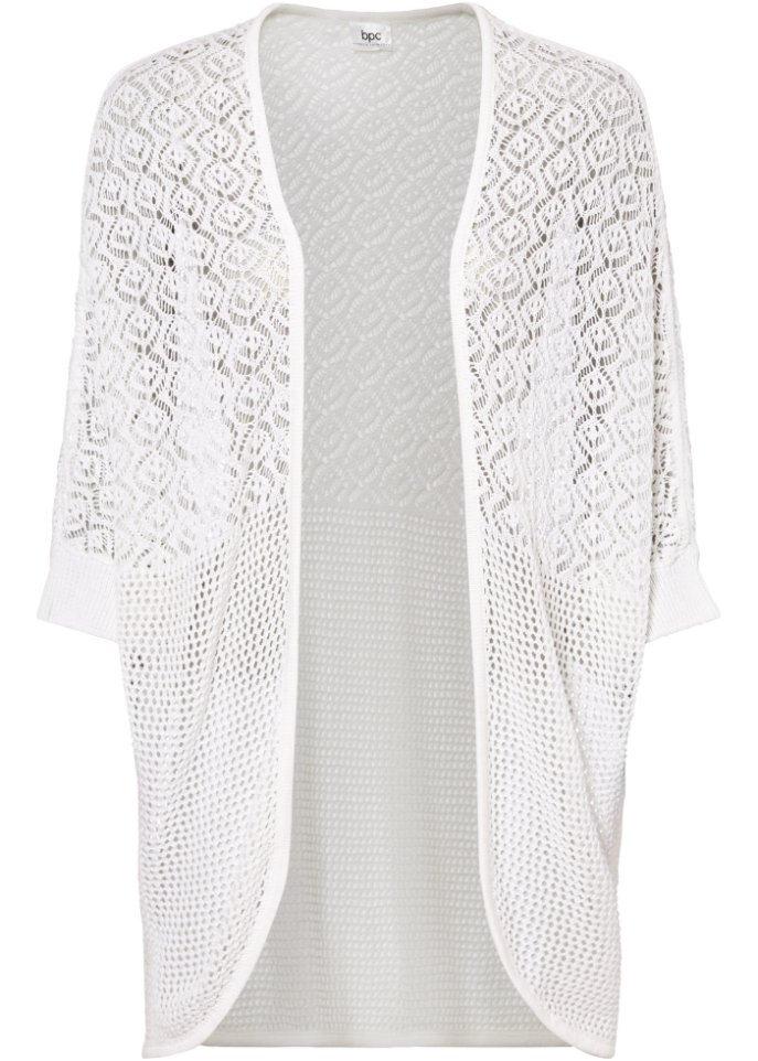 Strickjacke mit Muster und Fledermausärmeln, 3/4 Arm