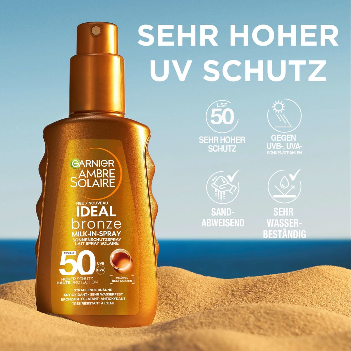 Sonnenspray ideal bronze milk-in Spray, LSF 50, 150 ml