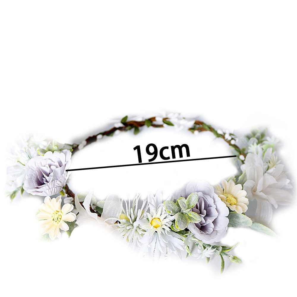 Opspring Haarband 1 Stück Feen-Blumenkrone handgefertigter Boho-grüner Blumenkranz Elfen