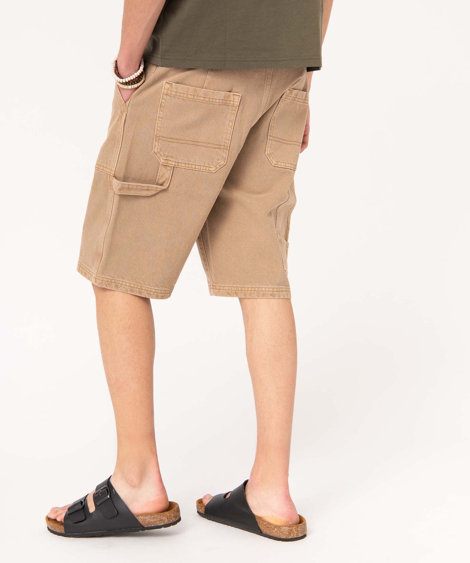 Bermuda homme style charpentier à grandes poches plaquées beige clair | GEMO