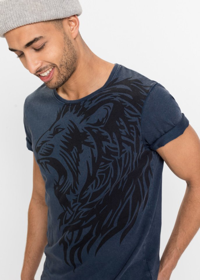 Pflegeleichtes T-Shirt aus Baumwolle, Slim Fit