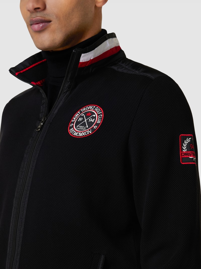 Sweatjacke mit Label-Patch in schwarz