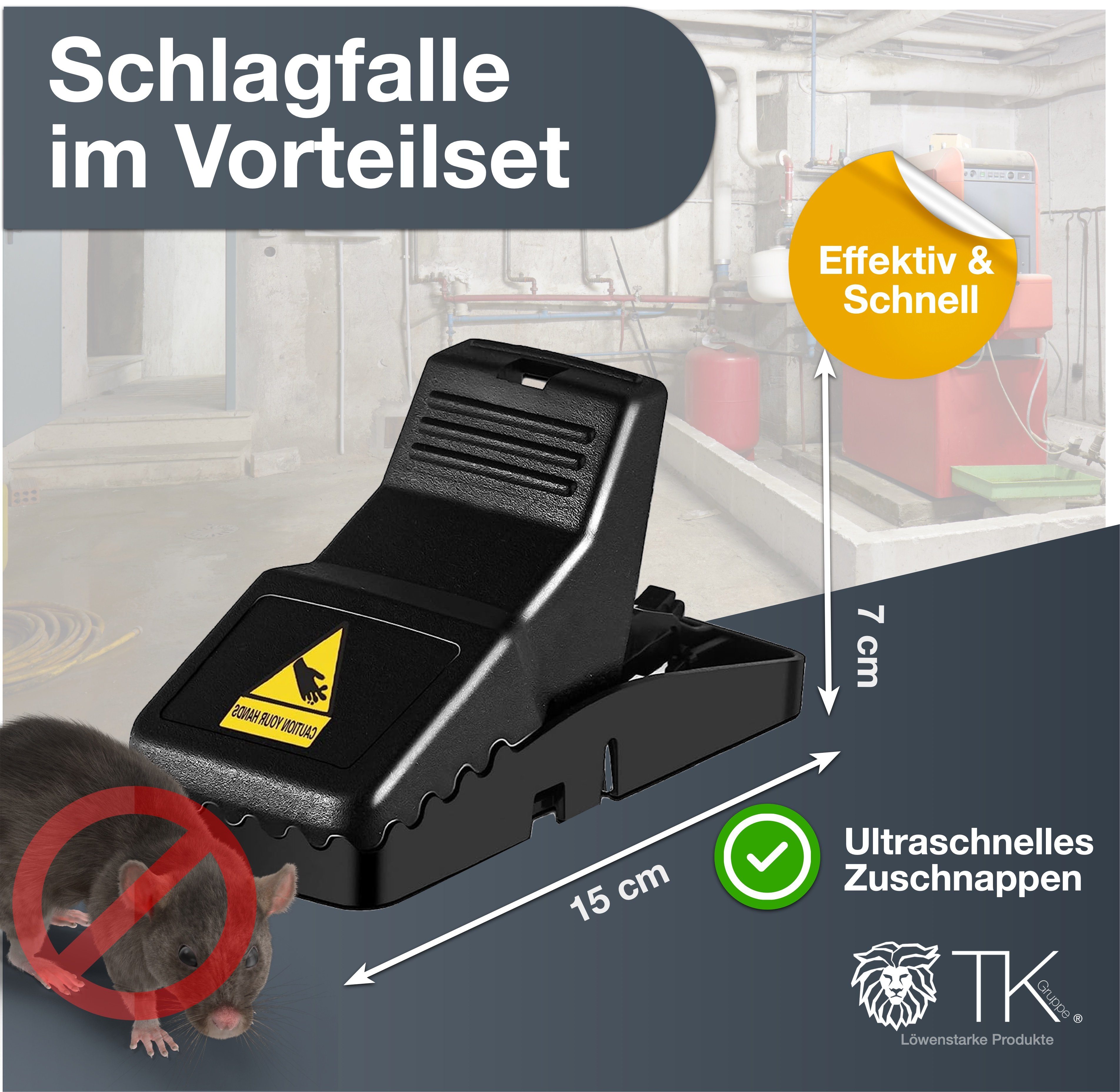 TK Gruppe Schlagfalle 8x Mausefallen Schlagfalle wiederverwendbar - Haus & Garten