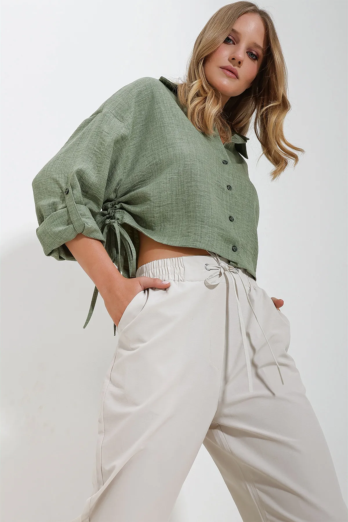 Trend Alaçatı Stili  Hemd - Khaki - Regular Fit