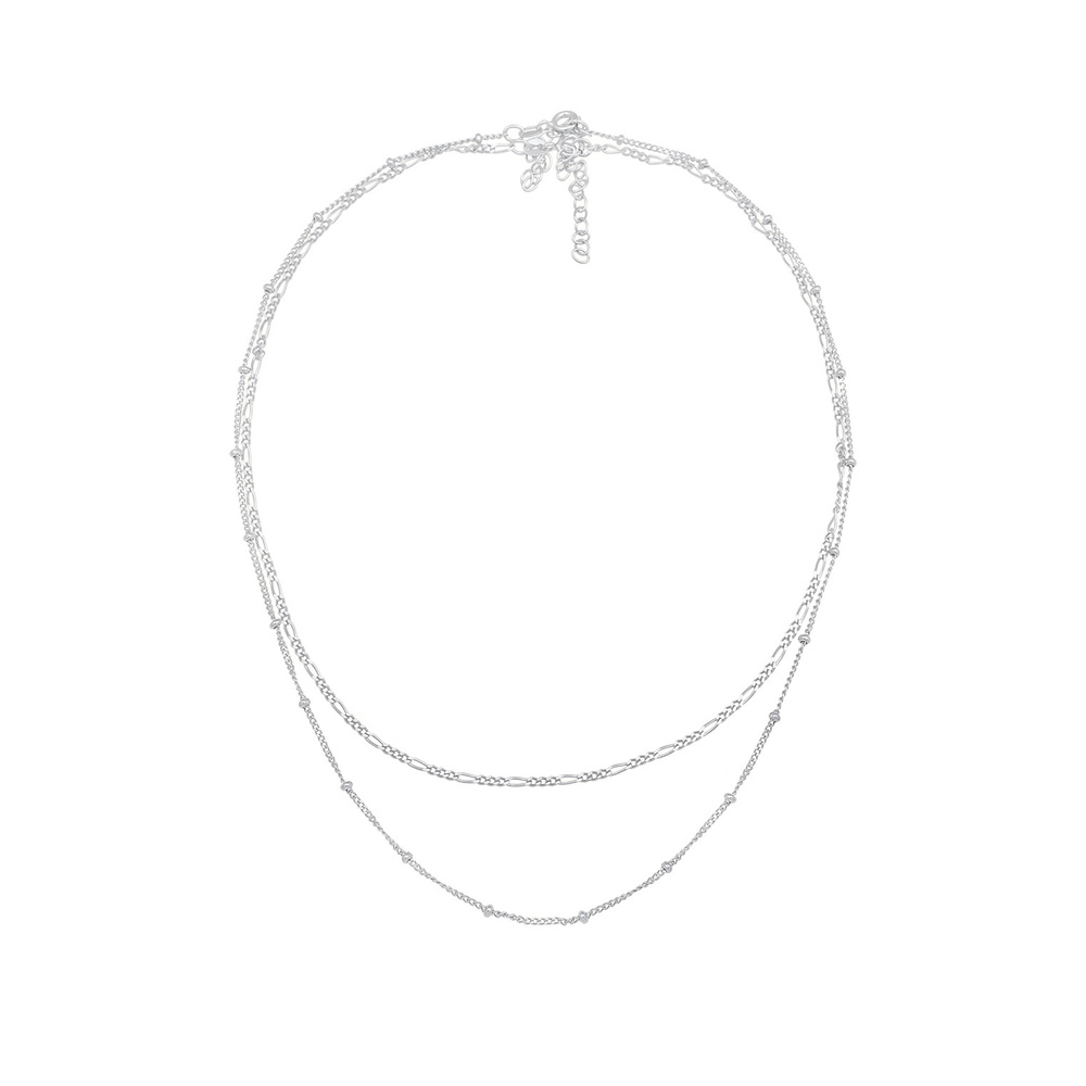 Elli Elli Collier Couche Chaîne de Figaro Chaiîne á Boules Basic Collier Femme - (925/ collier