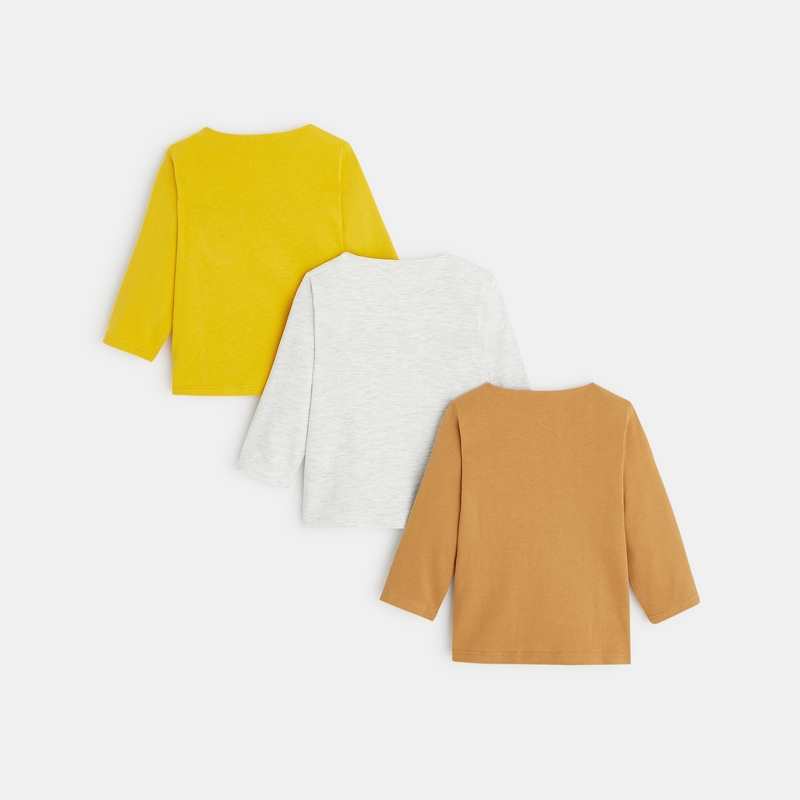 T-shirt maille uni (lot de 3) jaune bébé garçon