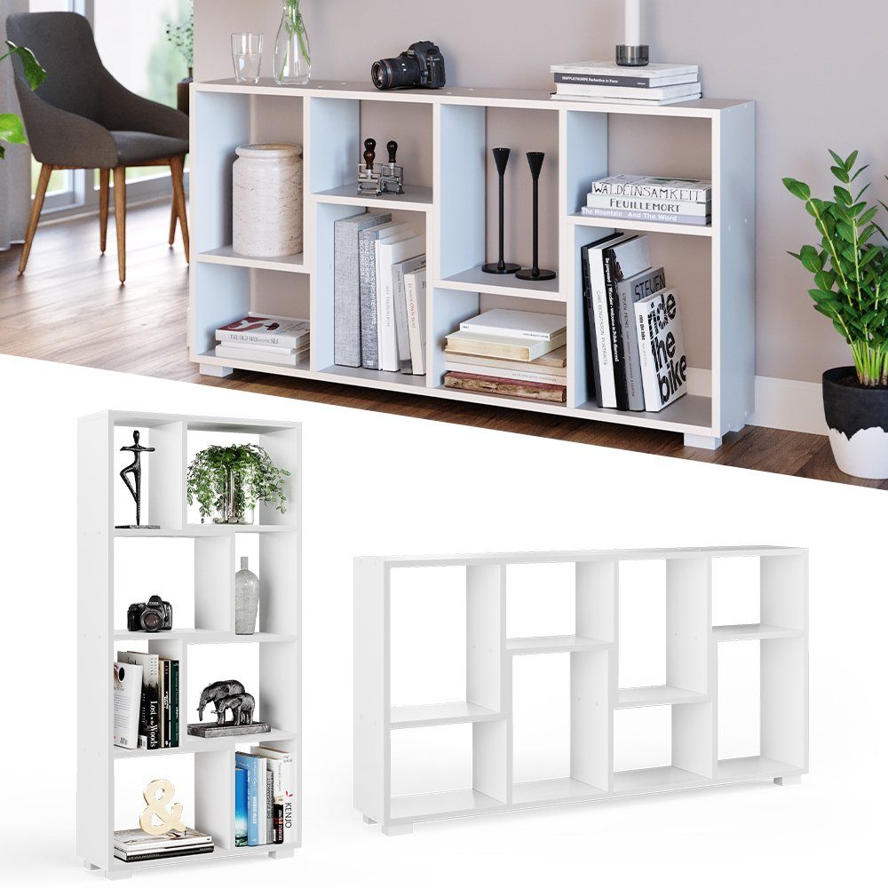 Vicco Raumteiler Bücherregal Standregal DOMUS 8 Fächer Weiß