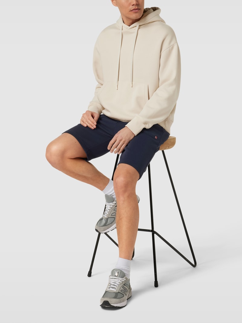 Sweatshorts mit Logo-Stitching in marineblau