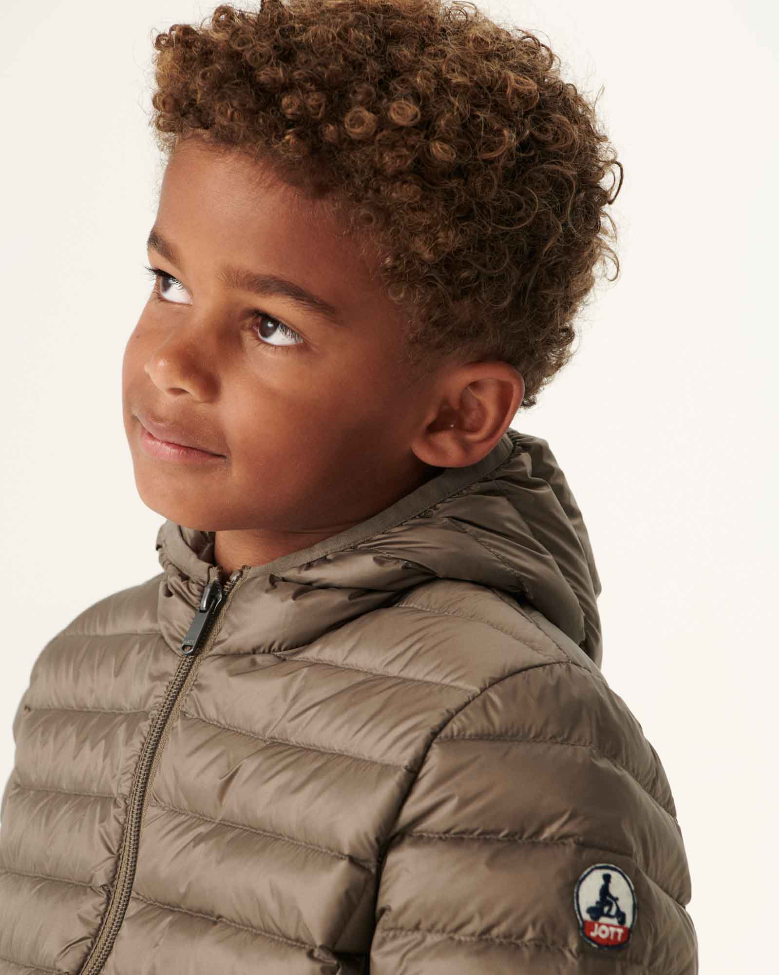Doudoune légère à capuche enfant Taupe Hugo