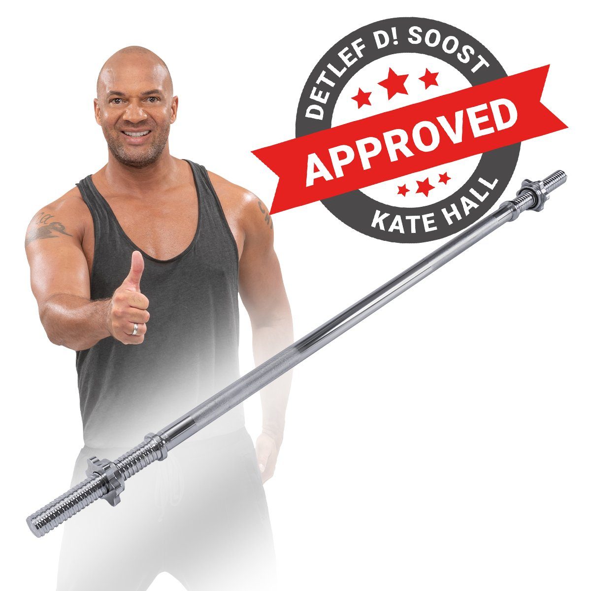 Miweba Sports Langhantelstange Profi Langhantel Stange LH100 inkl. Sternverschlüsse, Stahl, 120,00 cm (Workout, Training, Ganzkörpertraining, Muskelaufbau, Krafttraining, 3-tlg., Ø30mm, 120.0 x 6.7 x 6.7 cm, 230 kg max. Belastung, Stahl, gerändelt),