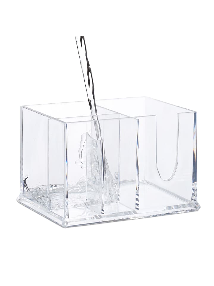 relaxdays Wattestäbchen Aufbewahrung in Transparent/ Natur günstig kaufen onesize