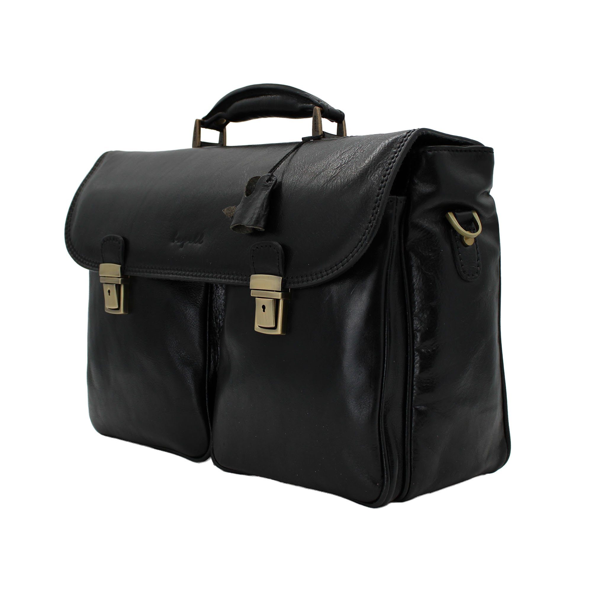 bupell Aktentasche Businesstasche, Geräumige Aktentasche, aus pflanzlich gegerbtem Leder, Handmade in Italy
