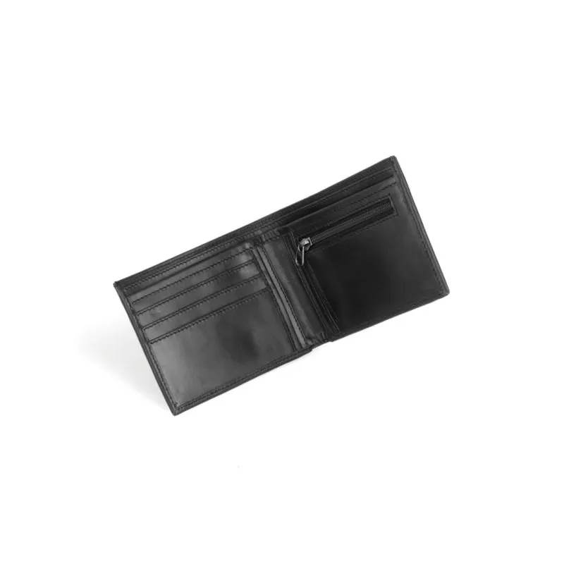 Buckle & Seam Leder Portemonnaie Bill - Schwarz