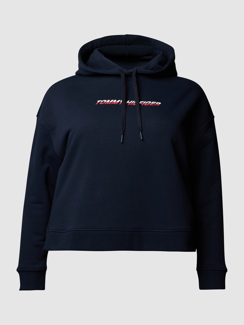 PLUS SIZE Hoodie mit Label-Print in marineblau