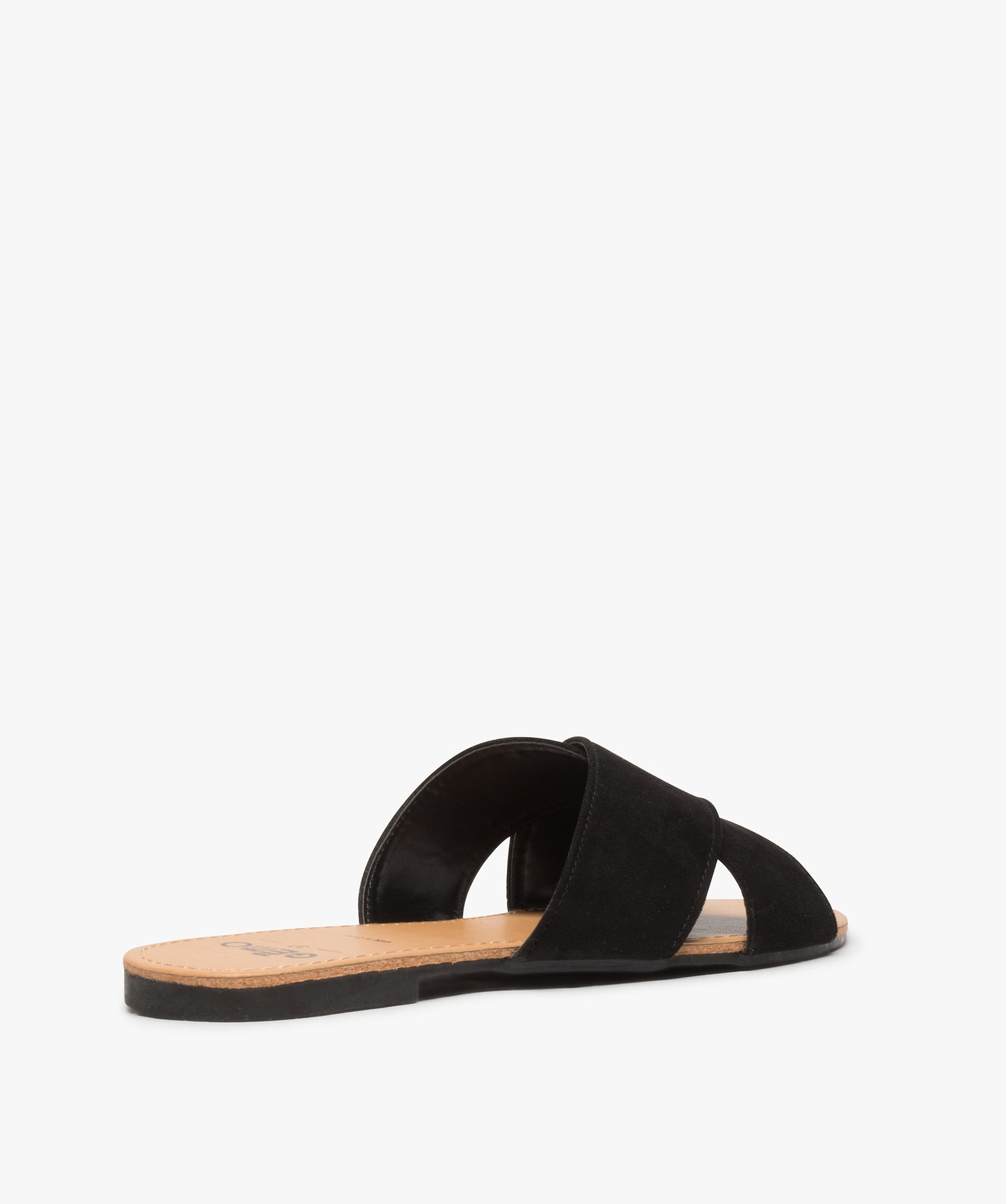 Sandales femme à larges brides croisées souples noir | GEMO