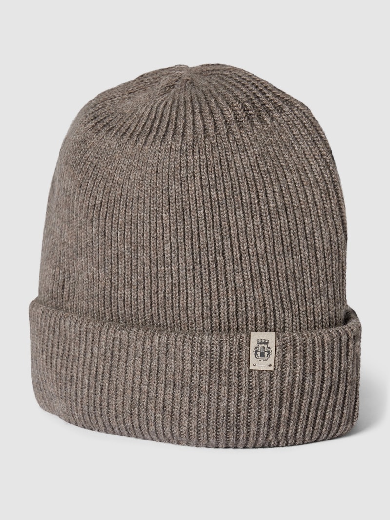 Strickmütze mit Label-Detail in taupe