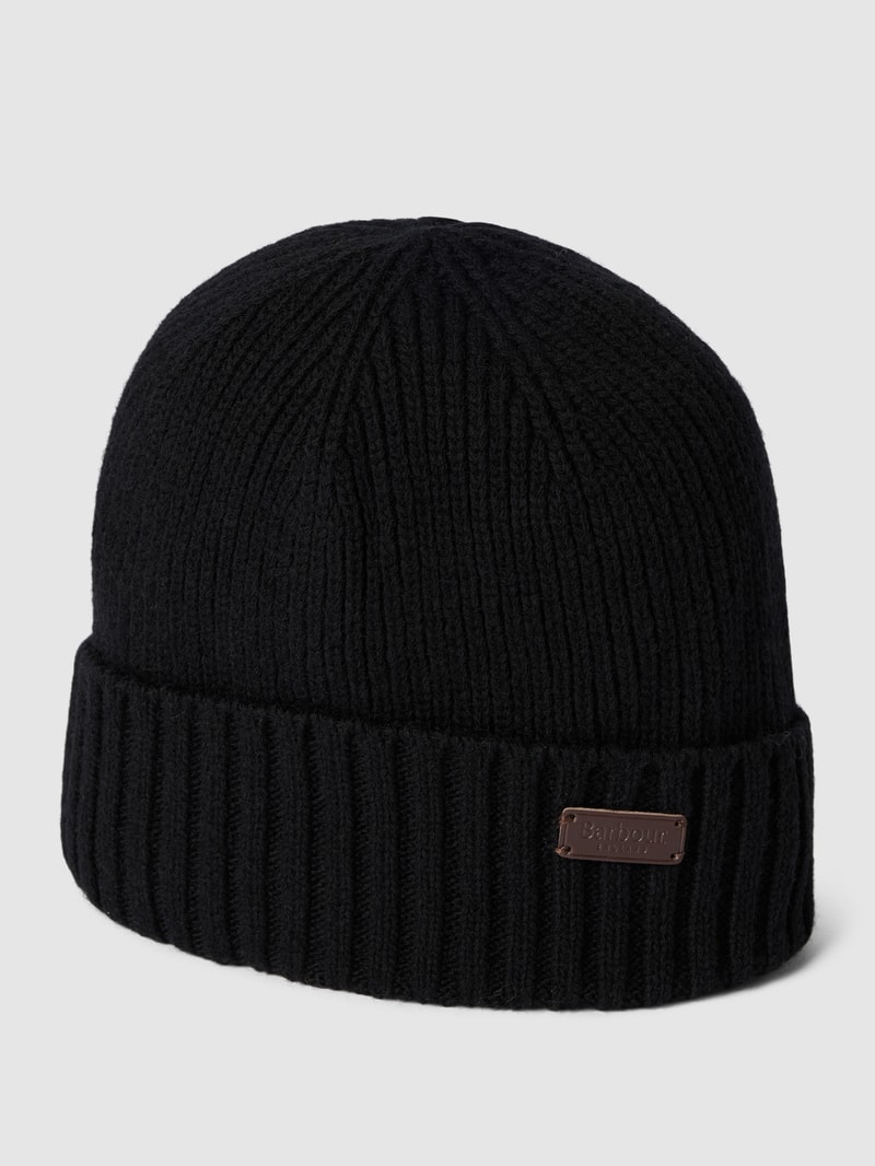 Mütze mit Label-Detail Modell 'Carlton' in schwarz