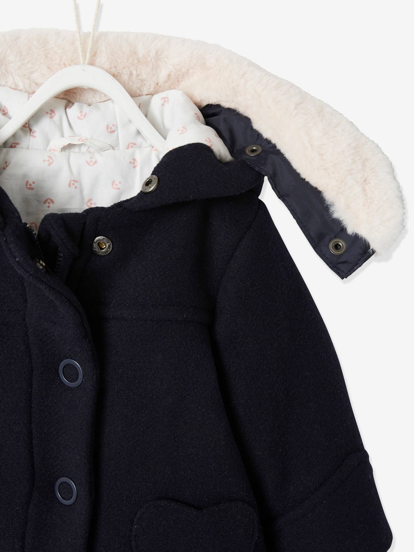 Manteau à capuche bébé fille taupe