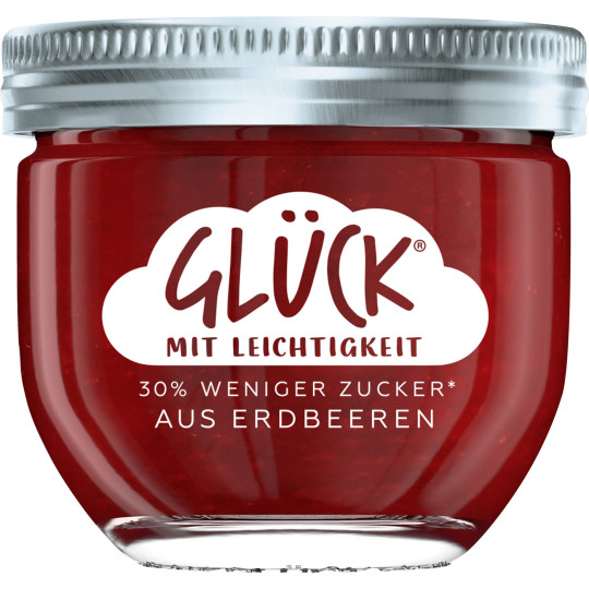 Glück Fruchtaufstrich Erdbeere 30% weniger Zucker 230G