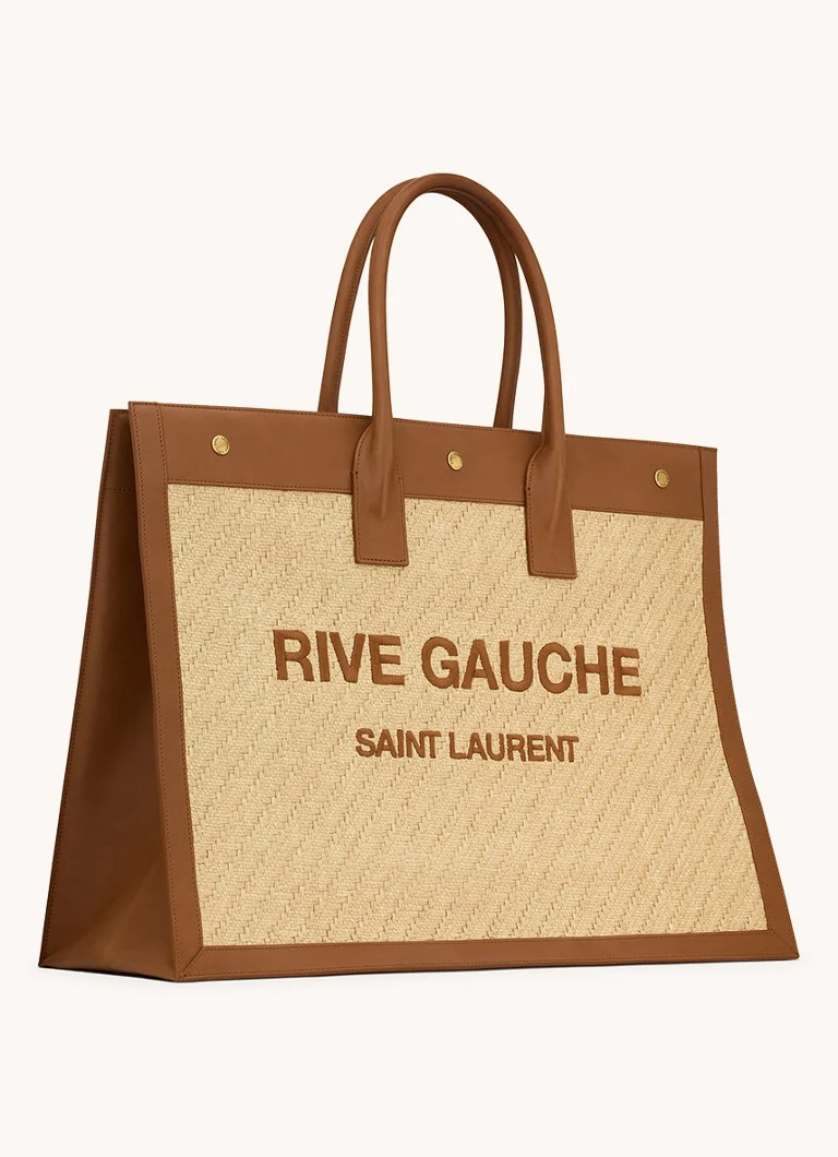 Saint Laurent Rive Gauche shopper in raffia with calf leather details