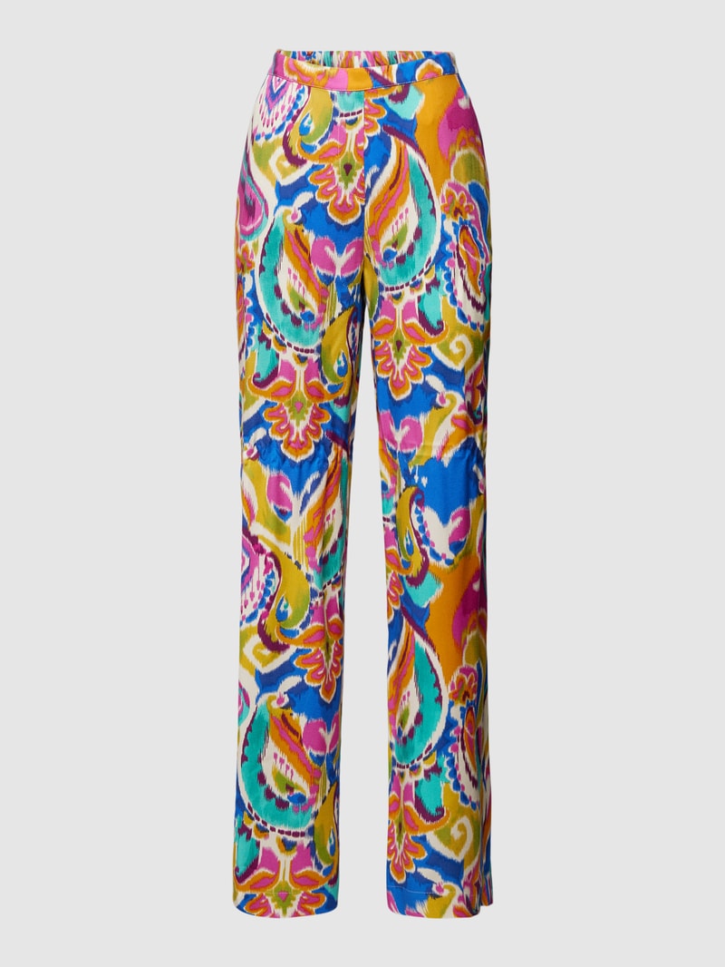 High Waist Stoffhose mit Allover-Muster in pink