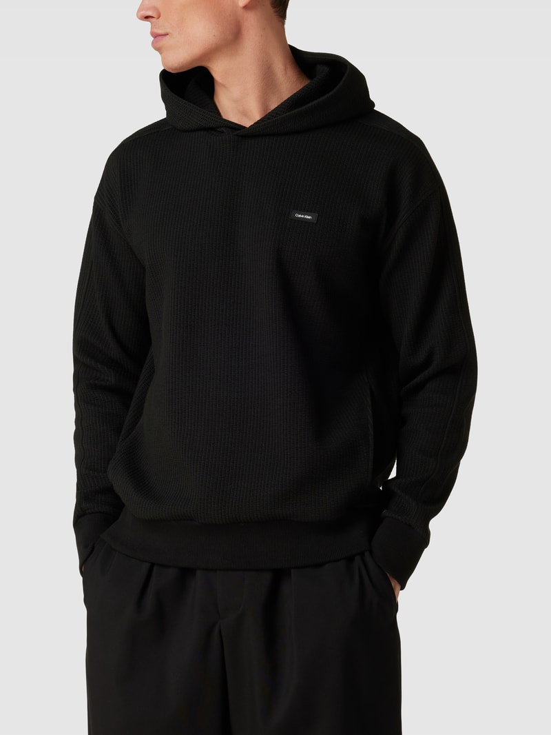 Hoodie mit Strukturmuster Modell 'OTTOMAN' in schwarz