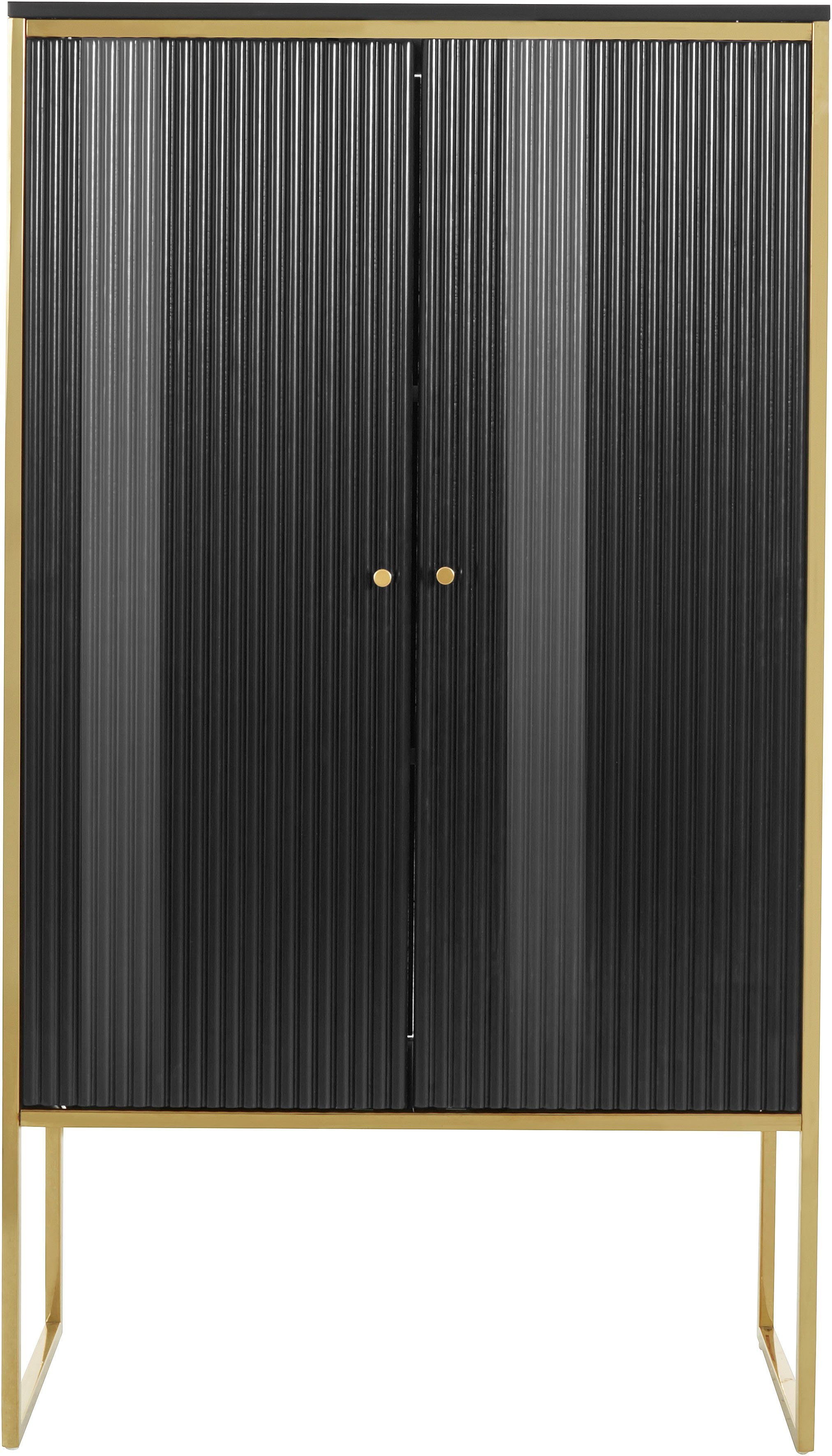 Guido Maria Kretschmer Home&Living Highboard Woodly, modernes Design, mit goldfarbenen Absätzen, viel Stauraum