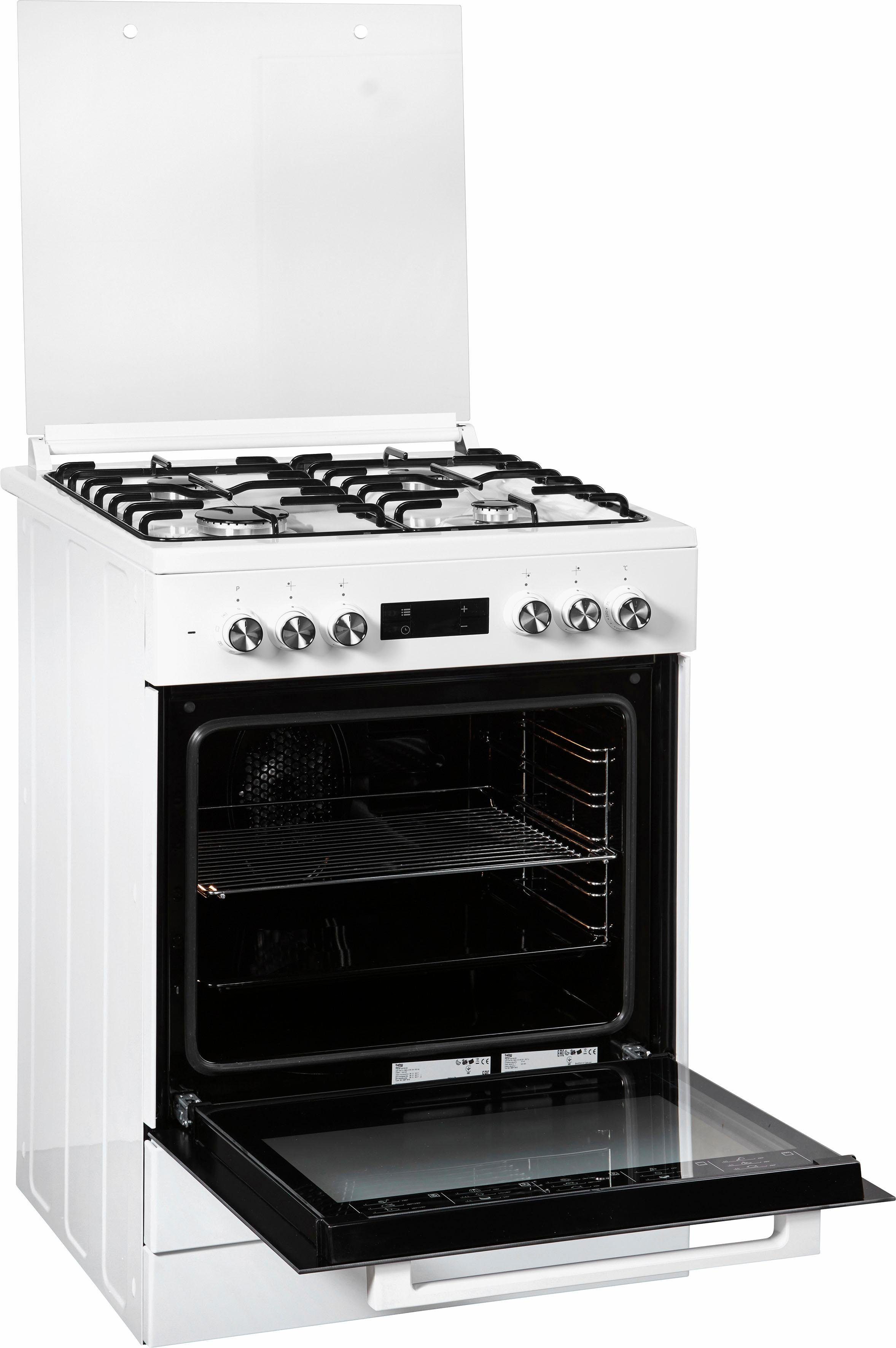 BEKO Gas-Standherd FSM62320DWS, mit Teleskopauszug nachrüstbar, mit Kindersicherung