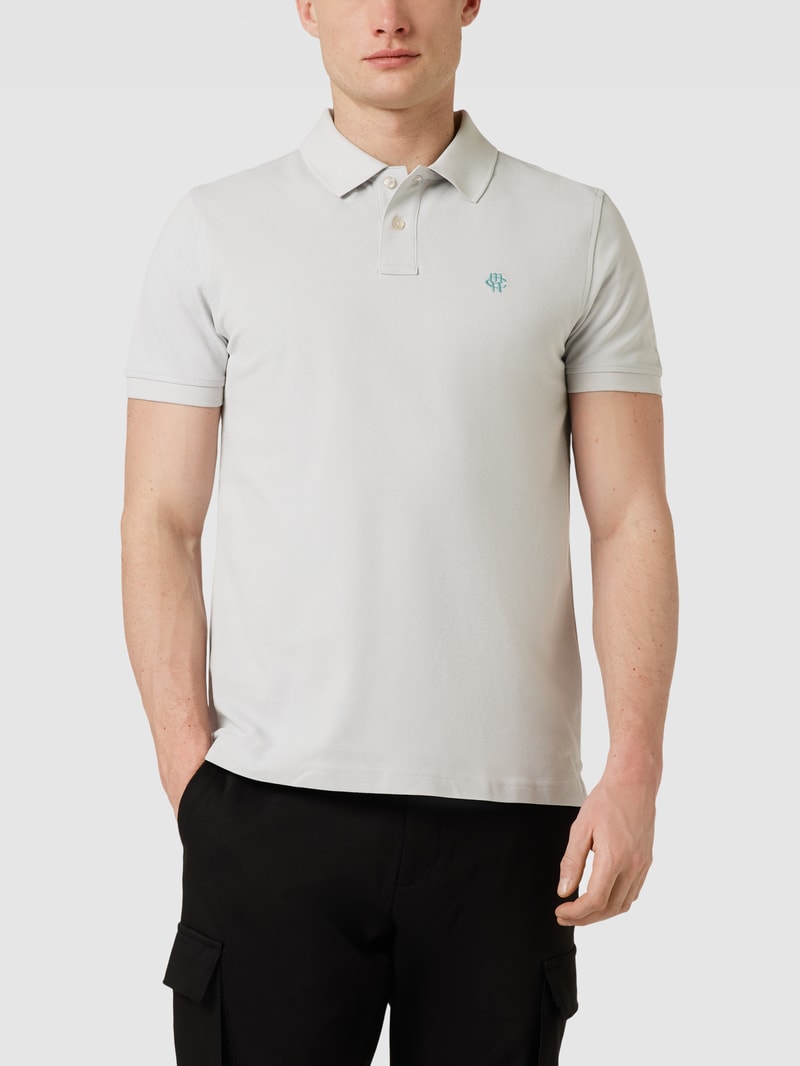 Poloshirt mit Logo-Stitching in hellgrau