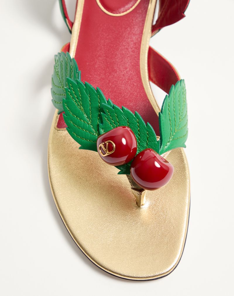 Cherryfic Thong Sandal i Lamineret Nappa og Kid