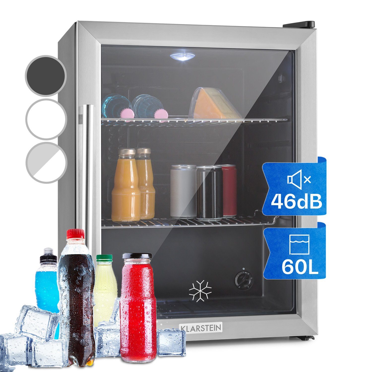 Klarstein Getränkekühlschrank HEA-Beersafe-XL 10027672A, 63 cm hoch, 47 cm breit, Bierkühlschrank Getränkekühlschrank Flaschenkühlschrank mit Glastür