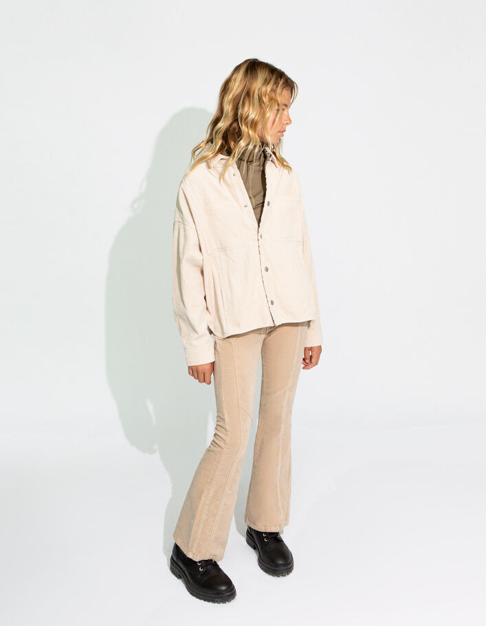 Pantalon FLARE beige taille basse en velours fille