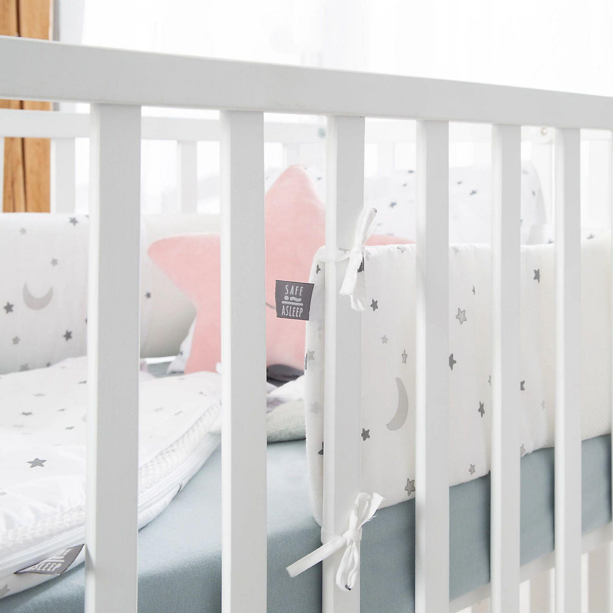 Kinderbettset, 70 x 140 cm Sternenzauber grau weiß