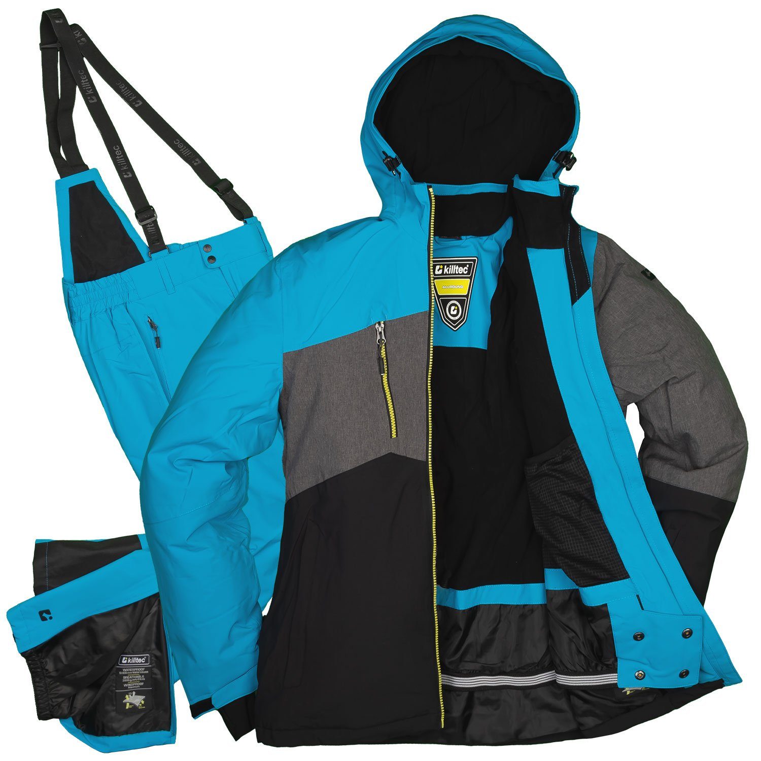 Killtec Skianzug Herren Skijacke + Skihose (himmelblau/ anthrazit, Gr. M)
