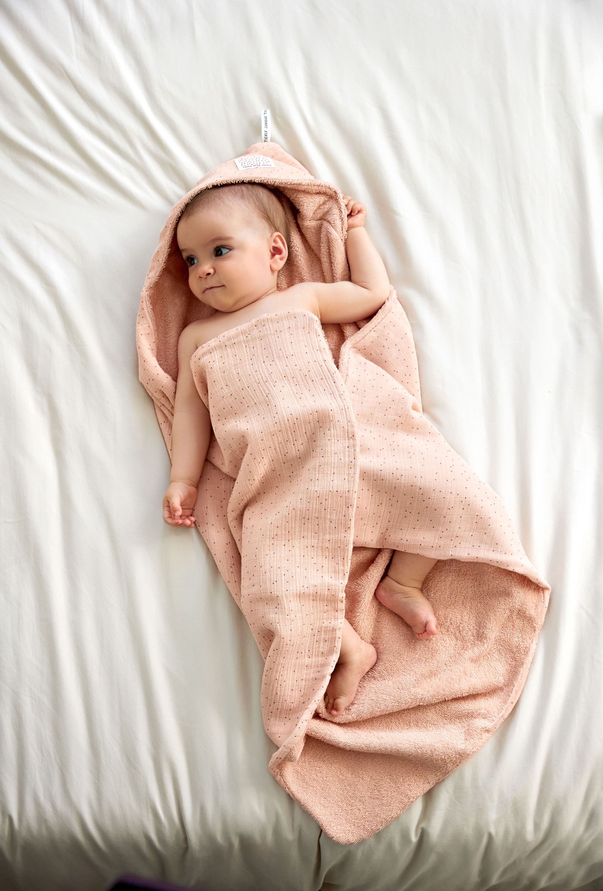 Kapuzenhandtuch Baby - Punkte, Rosa